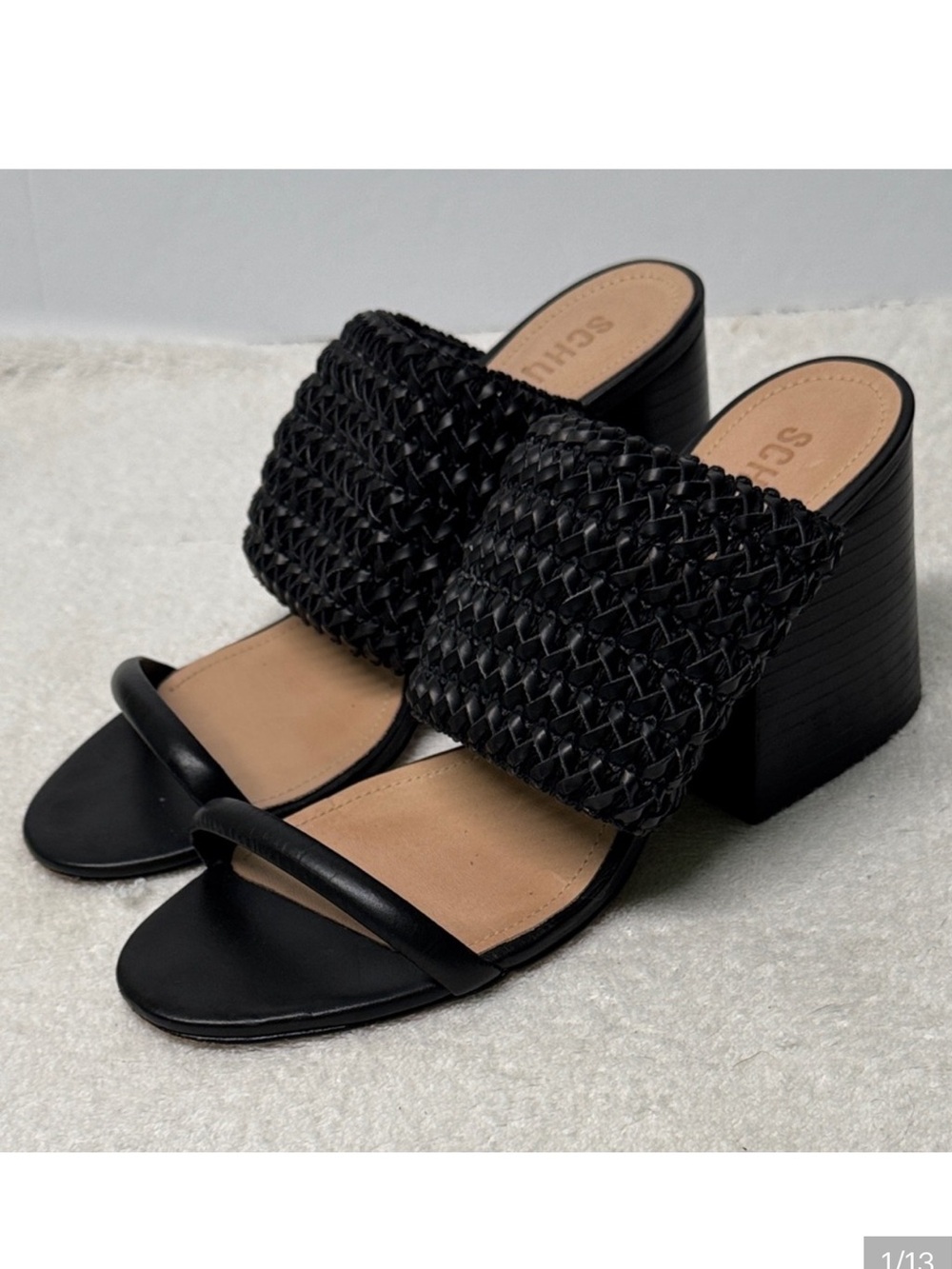 SCHUTZ Black Woven Mules Size 7.5 B